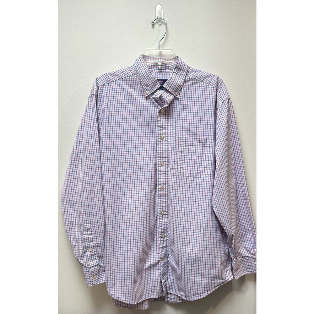Vineyard Vines Classic fit Murray men long sleeve blue pink shirt size L #40-171